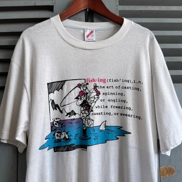 [L]80's Jerzees USA Fishing 프린팅 티셔츠