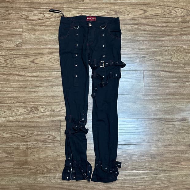 빈티지 바디라인 벨트 바지 오네갸루 로걀 긱시크 그런지 펑크 고딕 고스