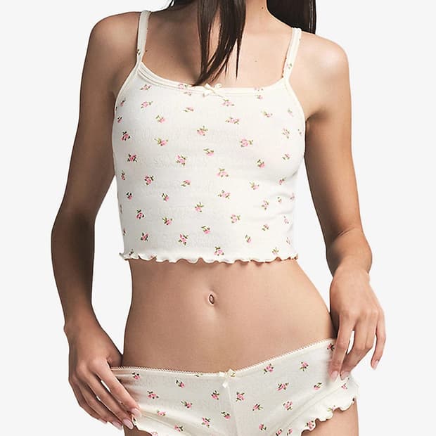 skims LOGO POINTELLE CROPPED CAMI SET