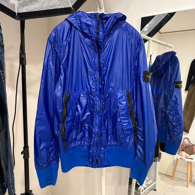 Stone Island Blue Hooded Windbreak