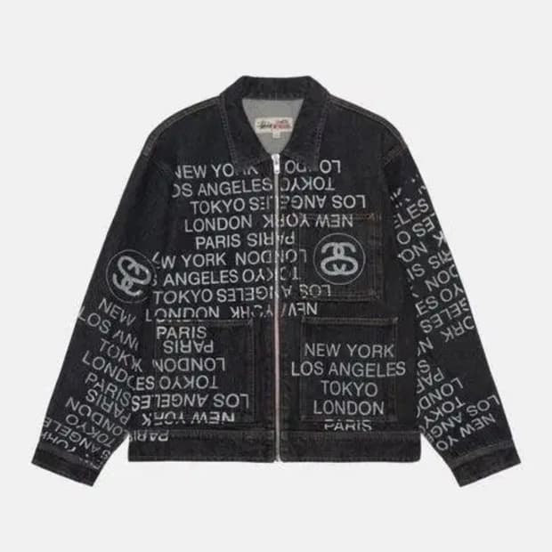 스투시 집 워크 자켓 시티 링크 데님 워시드 블랙