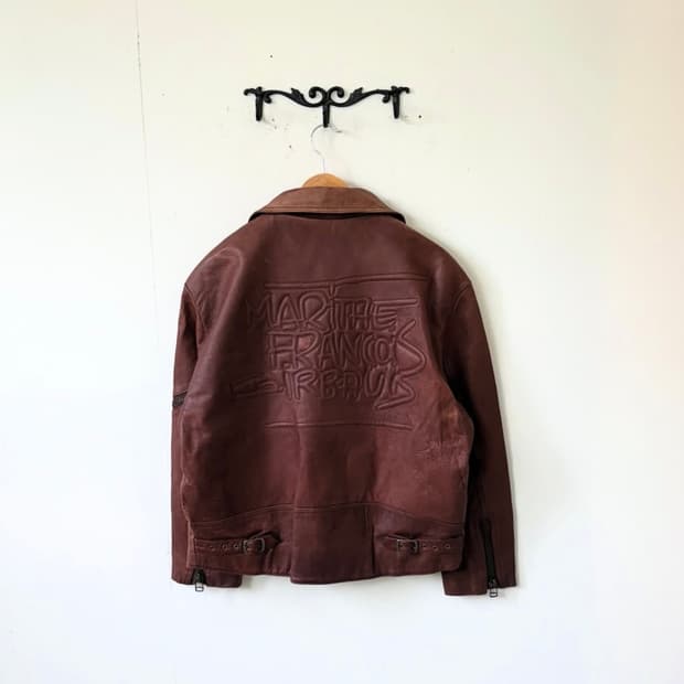 90s 마리떼 프랑소와 저버 엠보시드 로고 레더 자켓