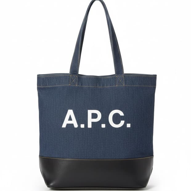 아페세 악셀 데님 가죽 토트백 