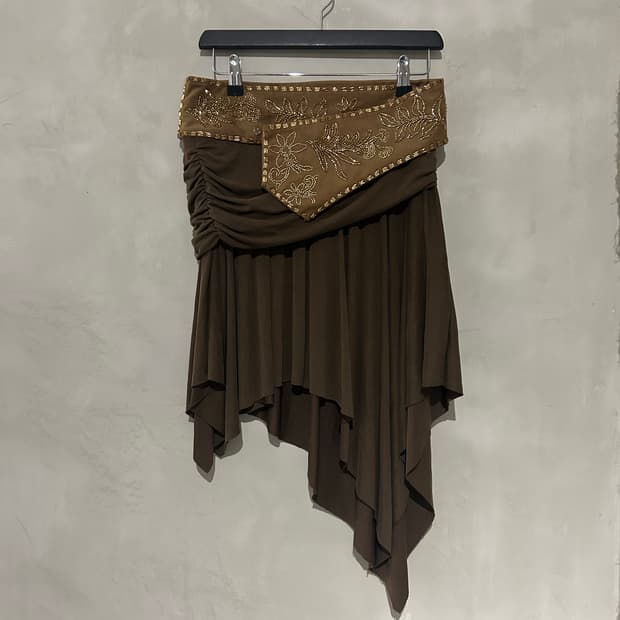 스컬프터 Beaded jersey skirt