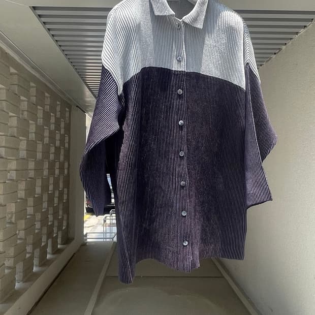 [Issey Miyake] Pleats Color-Block Long S