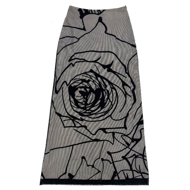  Sheer Floral Print Long Skirt/ 40