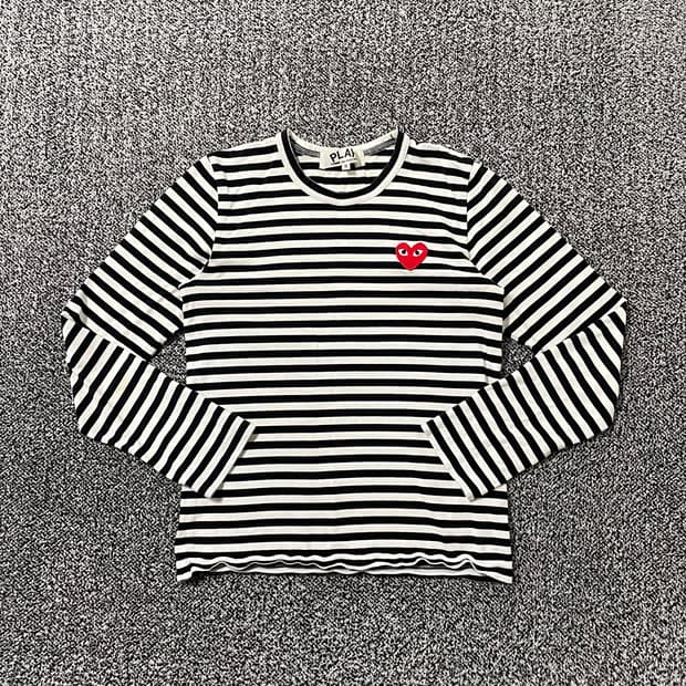 빈티지9. 꼼데가르송 플레이 스트라이프 롱슬리브 블랙 화이트 줄무늬