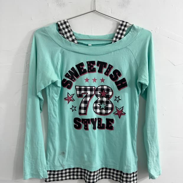 y2k mint printing top