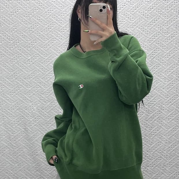 챔피온 리버스위브 캐주얼 말차맛 기모 맨투맨 L C08721