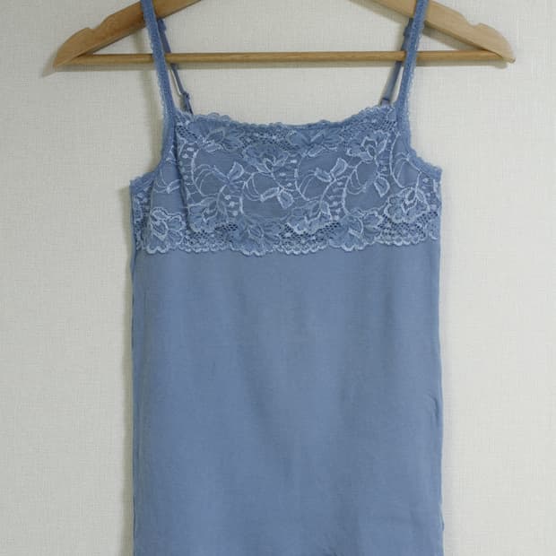 레이스 레이어드 모리걸 갸루 나시 민소매 슬리브리스