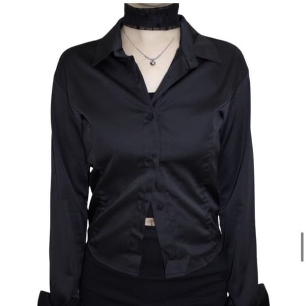 sheismiae 미애 새틴 셔츠 블랙 긱시크 y2k