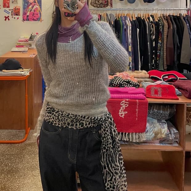 그레이 메쉬 니트 [무배]