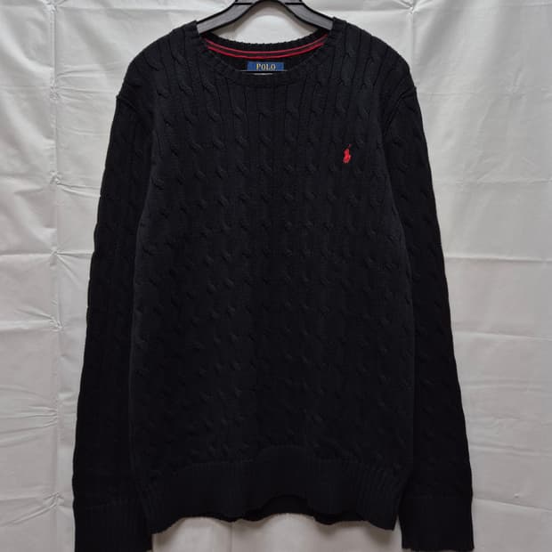 폴로 꽈배기 니트 블랙