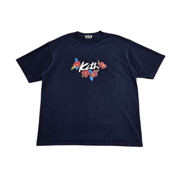 KITH 플라워 로고 반팔티 네이비