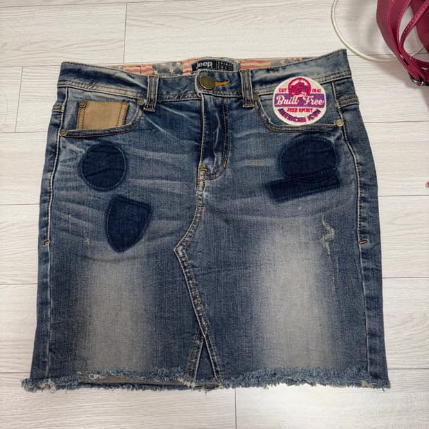 지프 데님 미니스커트 y2k 갸루 