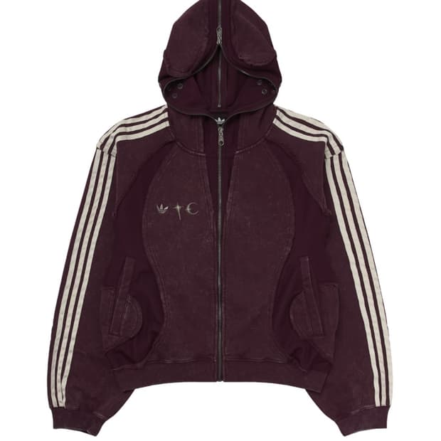 아디다스 x 떠그 클럽 팀가이스트 스웨트 후드 집업 마룬 M사이즈