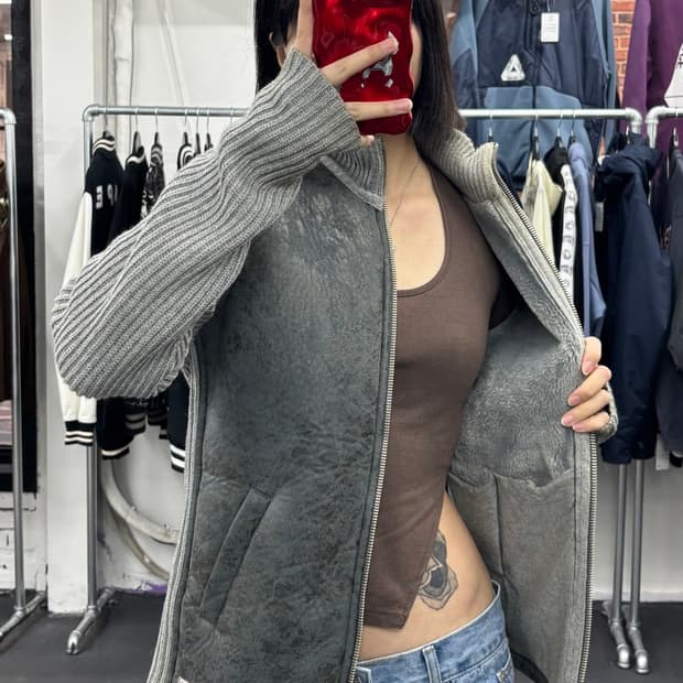 아르마니 익스체인지 스웨이드 니트 집업