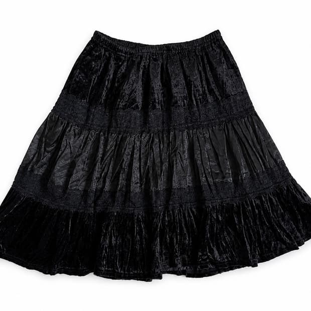 Comme ca ism     블랙 벨벳 레이어드 스커트140