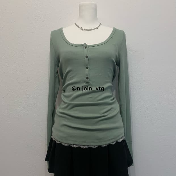 홀리스터 헨리넥 뮤트그린 롱슬리브