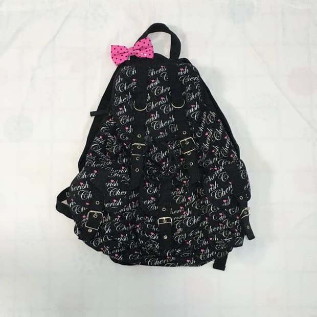 갸루 레터링 리본 쓰리포켓 백팩