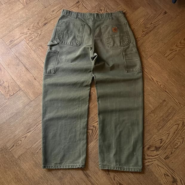 [34]칼하트 USA 더티워싱 모스그린 싱글니 카펜터 워크 팬츠