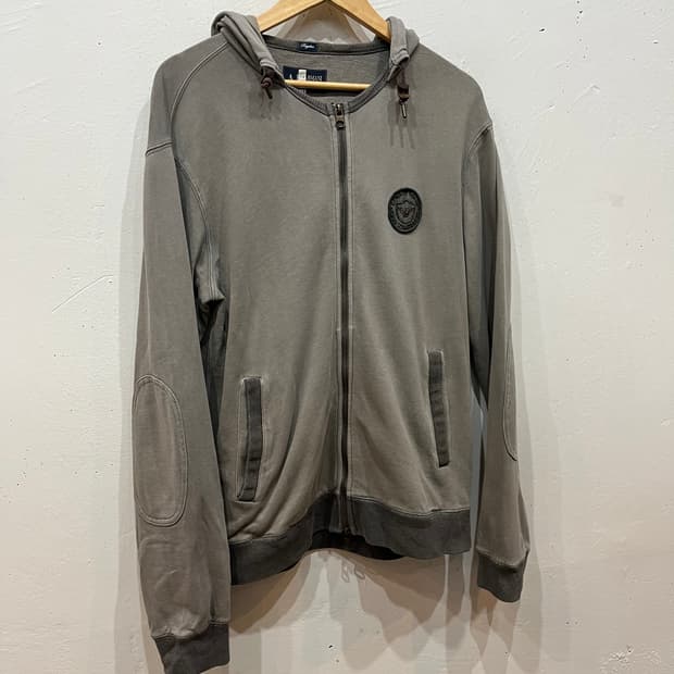 ARMANI 아르마니 워시드 엘보패치 후드집업 