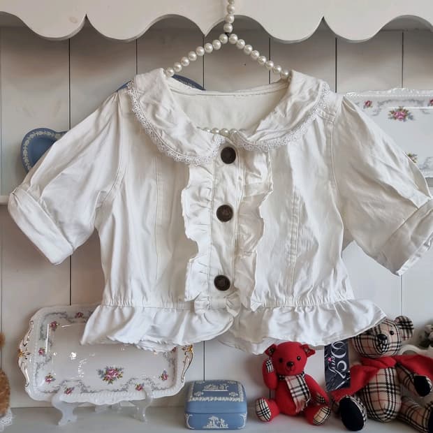 (디어리) 화이트 프릴 볼레로 자켓