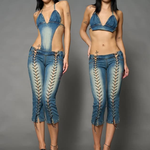 Namilia detachable denim capri pants 카프리