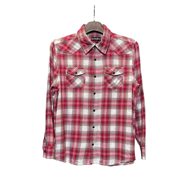 JPN VINTAGE 웨스턴 체크 긴팔 셔츠 스냅버튼 투포켓 디테일 핑크