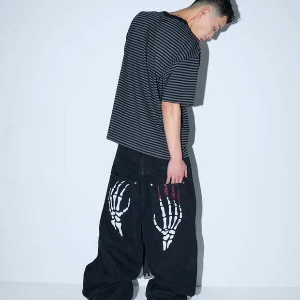 코인서울x위캔더스 SKELETON WIDE LOW DENIM PANTS