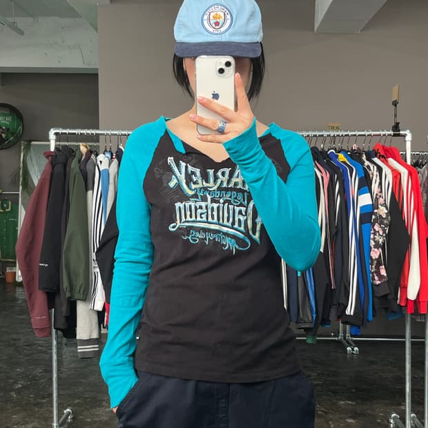 할리데이비슨 래글런 롱슬리브 티셔츠