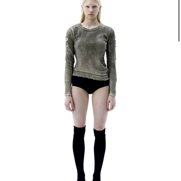 (ARIELLA) OLD KNIT TOP - WASHED KHAKI