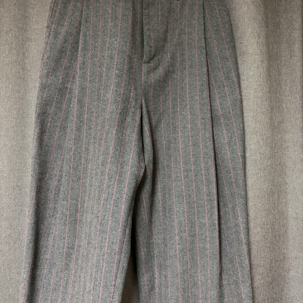 아모멘토 울 마틴 스트라이프 팬츠 브라운 M