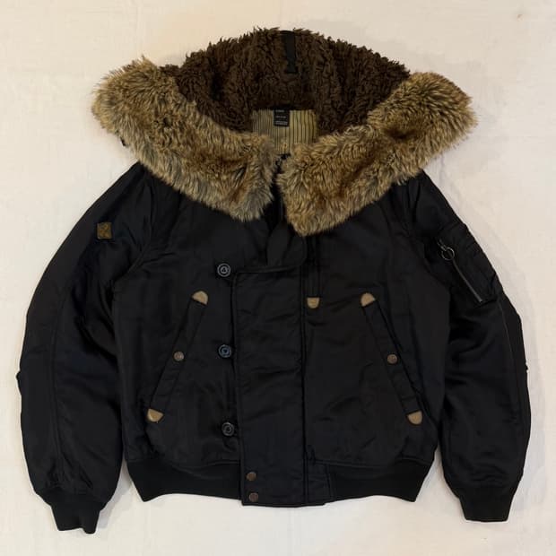 디젤 N-2B 울프죠 퍼 후드 플라이트 봄버 자켓