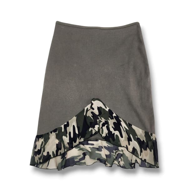 CAMO 카모 배색 미디 스커트