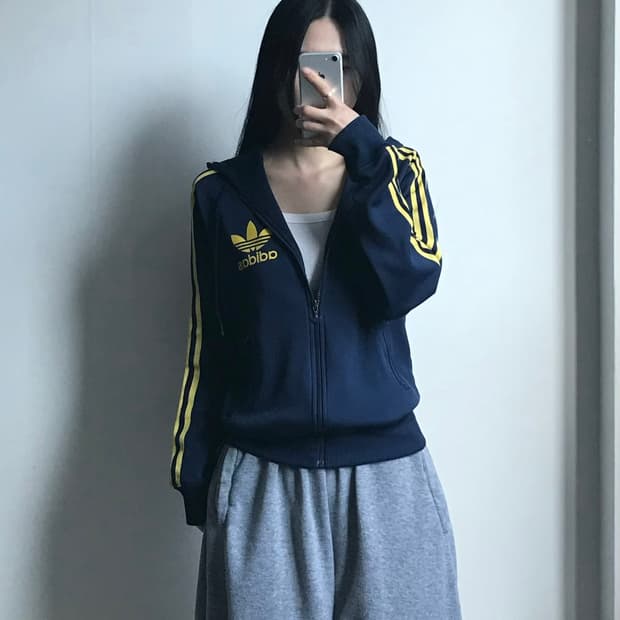 아디다스 파이어버드 네이비 후드 플락 져지 