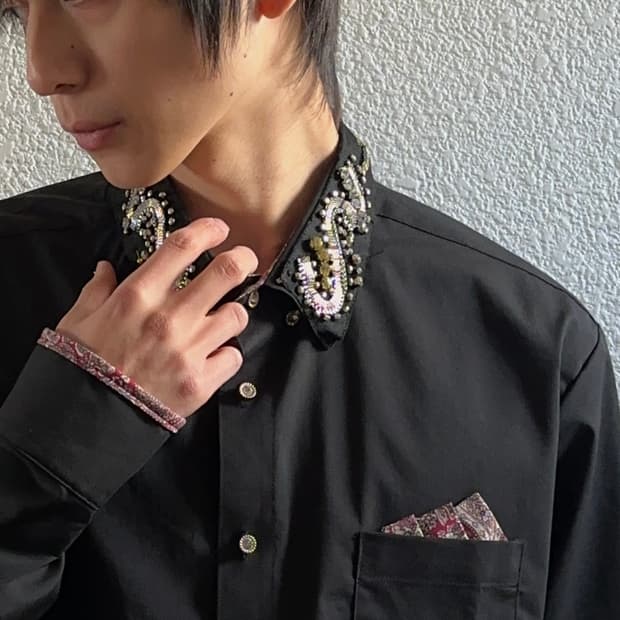 e rin ai e 비즈 & 행커치프 드레스 셔츠