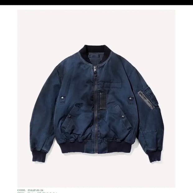 3 빈티지 실크 플라이트 자켓 네이비 아프레쎄