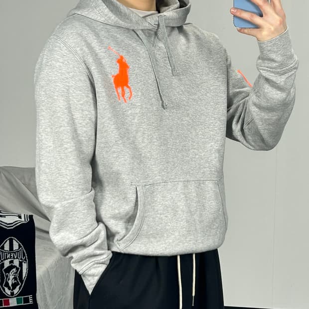 폴로 랄프로렌 신형 빅포니 그레이 후드티 M 