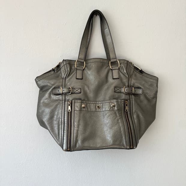 생로랑 다운타운 실버 레더 백