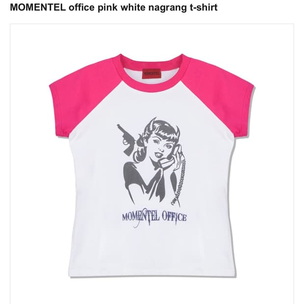 모멘텔 pink white nagrang t-shirt