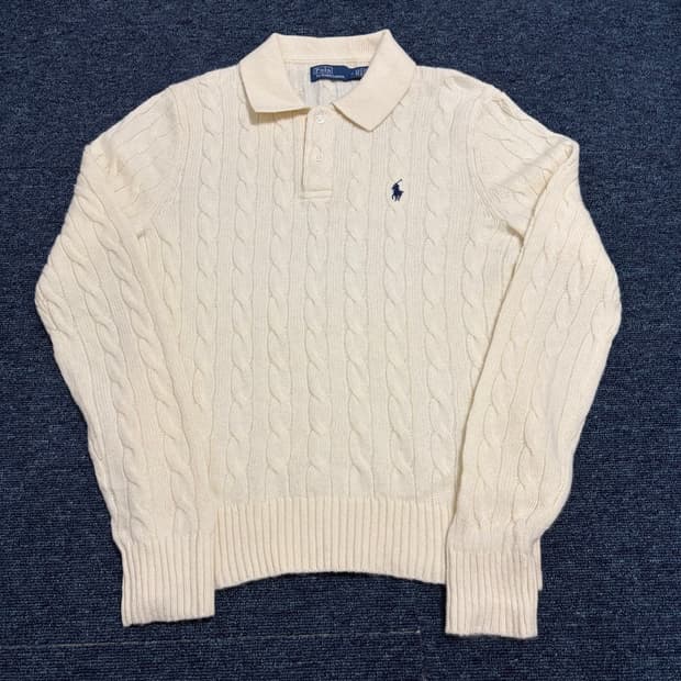 폴로 랄프로렌 울 캐시미어 꽈배기 니트