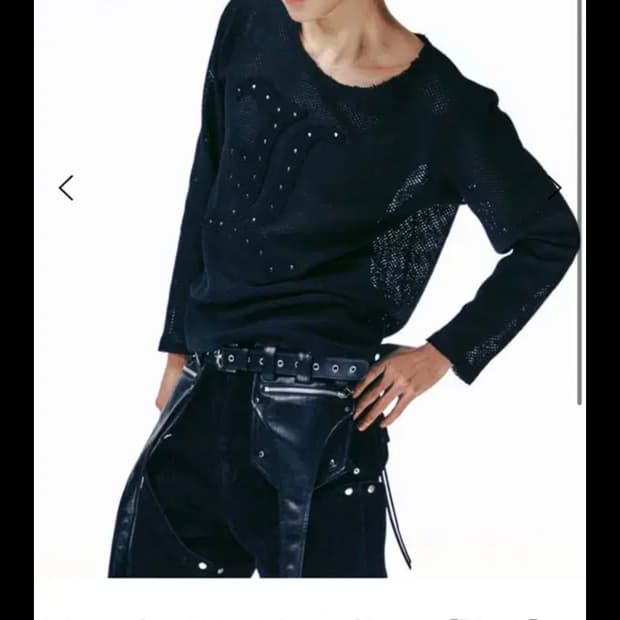 레시토 L 로고 스터드 메쉬 블랙 긴팔티 레씨토