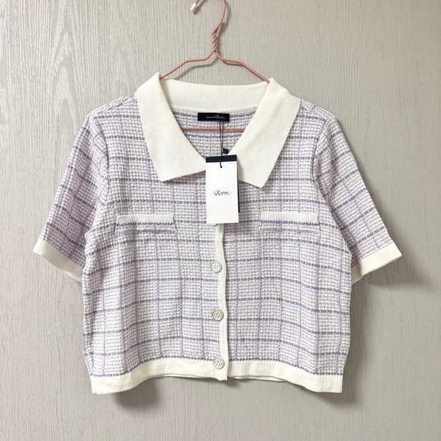 [새상품] 로엠 트위드 반팔 가디건