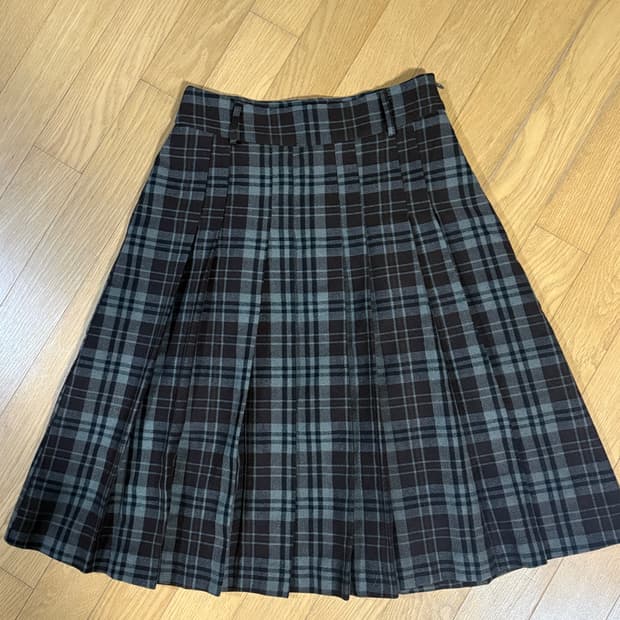 빈티지 체크 미디 스커트