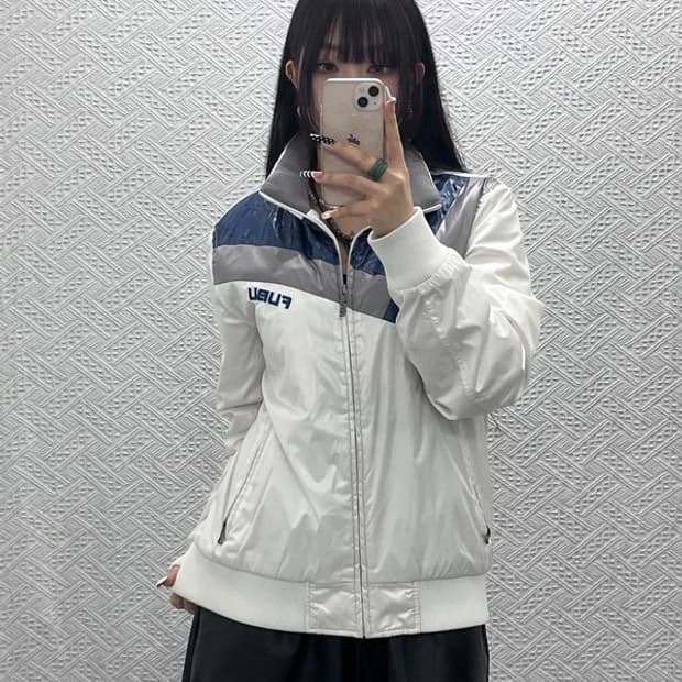 푸부 올드스쿨 레트로 빈티지 배색 바람막이 자켓 L C10275