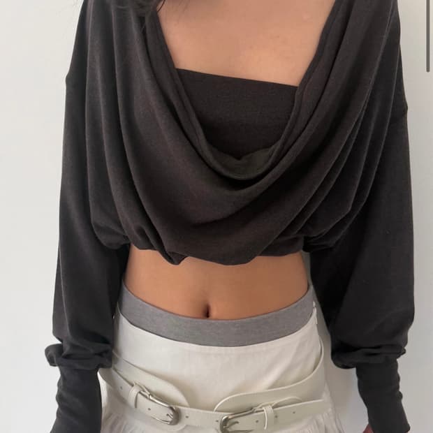 CERRIC Draped Back Top_ Charcoal
