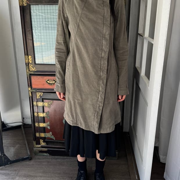 TRANSIT 린넨 비대칭 집업 코트