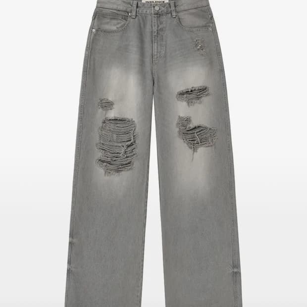 인사일런스우먼 디스트레스드 와이드 데님 차콜 s
