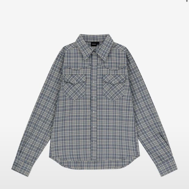 아캄 웨스턴 체크 셔츠 블루